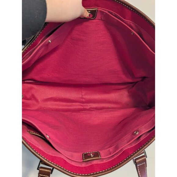 Etienne Aigner Large Classic Hot Pink Tote Bag Shoulder Bag Brown Buckle - Picture 16 of 16